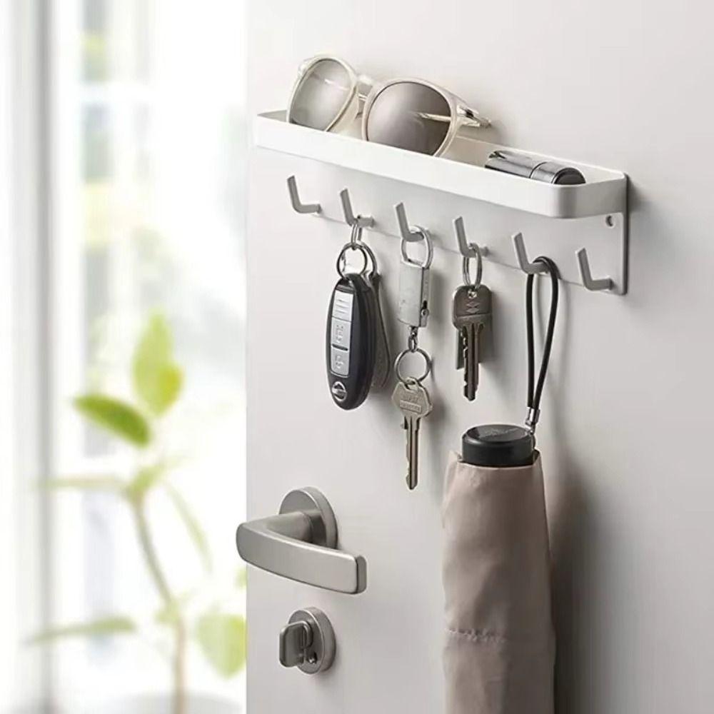 Porte-organisateur à 6 crochets Décoration de maison magnétique Porte-clés et courrier Noir Couloir