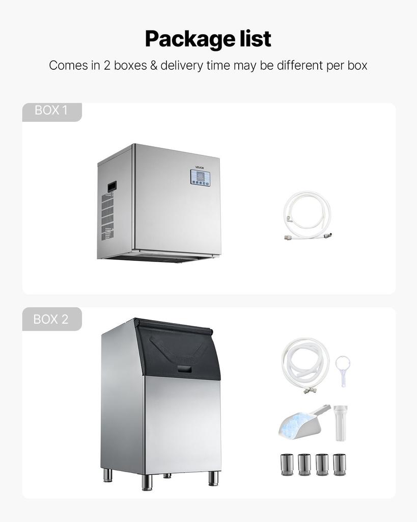 Commercial Ice Maker Machine, 181KG/24H Ice-Making Machine with 136KG Stainless Steel Storage Bin, Auto Self-Cleaning Ice Maker with Touchscreen for