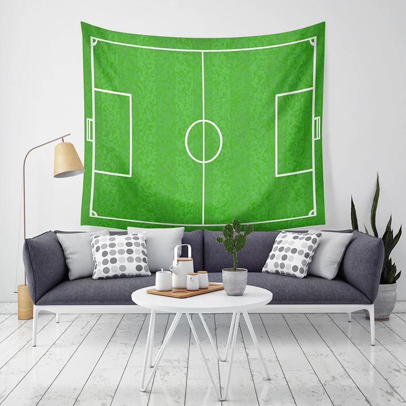 Green Football Field Tapestry Home Decor Wall Hanging Tapestry Bedroom Living Room Dormitory Decoration Soccer Pattern Tapestry