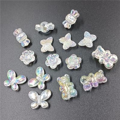 10PCS For Jewelry Making AB White DIY Handmade Jewelry Butterfly Flower Beads DIY Bracelet Necklace Earring Decoration Ornament Jewelry Accessory