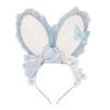 Plush Sweet Rabbit Ears Headband With Elegant Lace And Bowknot Detachable For Cosplay Party And Daily Wear