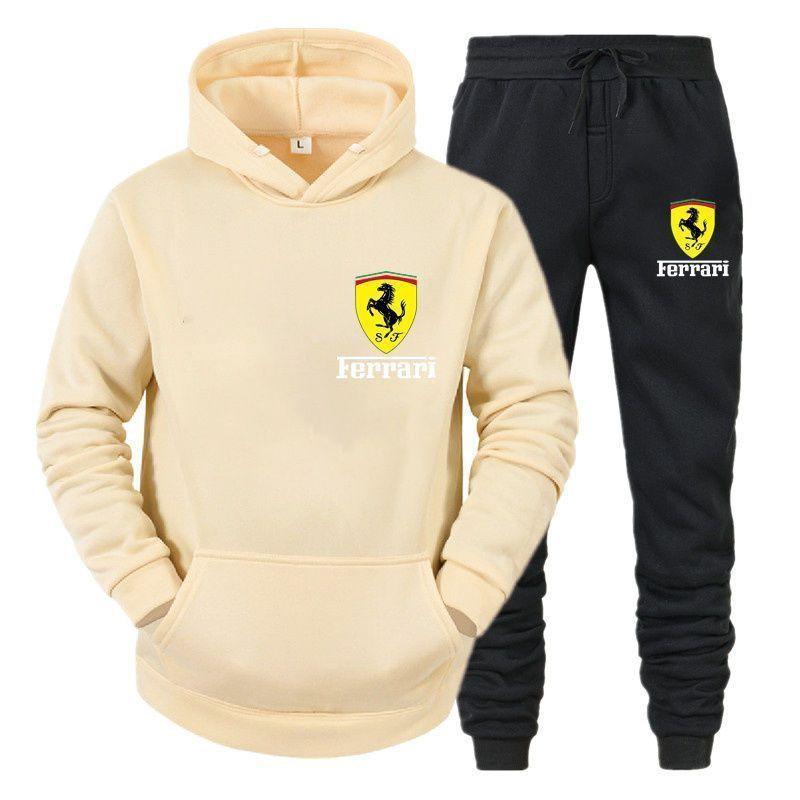

Ferrari Suit Spring and Autumn Men s and Women s Hooded Sweatshirts Personalized Trendy Casual Pullover Tops XXXL бежевий