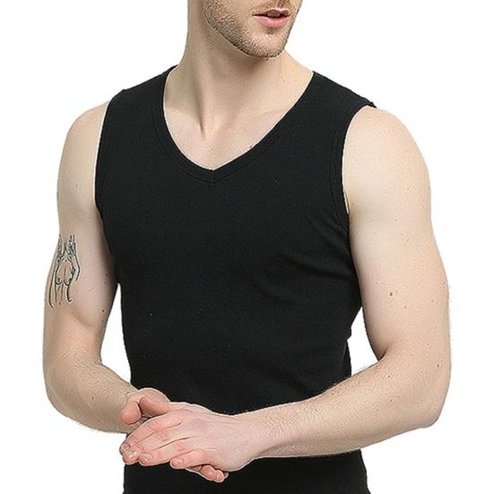 Men Summer Fitness Vest Solid Color Seamless V Neck Sleeveless Stretchy Soft Breathable Quick-drying Pullover Casual Men Gym Sport Tank Top