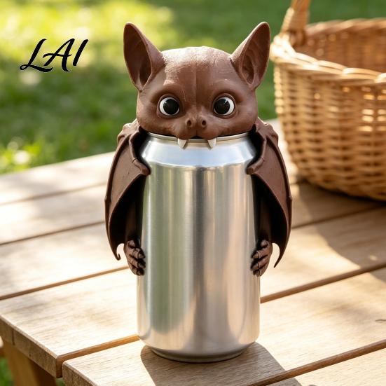 Stain Proof Jar Closures 3D Printed Bat Can Cover Reusable Soda Protector Lid Cute Animal Camping Beer Toppers Drink Dust Cap for Beverage Cans Fun