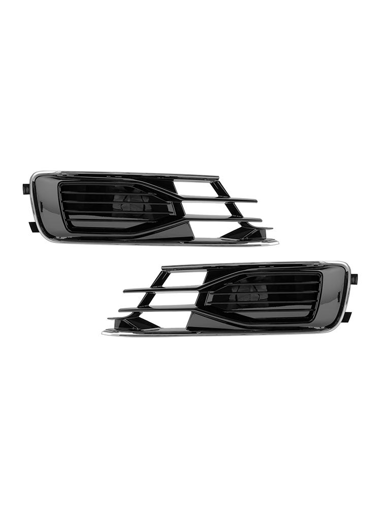 2PCS Front Bumper Foglight Cover Grill 4G0807647T94 4G0807648T94 Fit A6 C7 2014-2018 Black Chrome