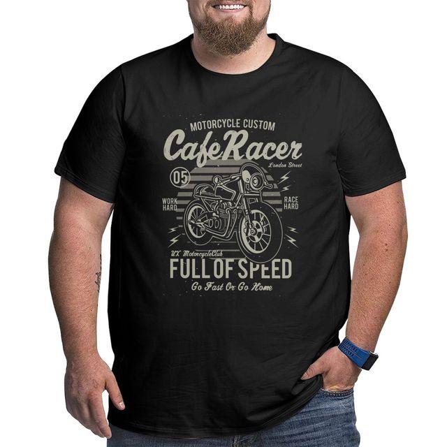 Happiness Cafe Racer Vintage Motorcycle T Shirts Cotton T-Shirts Big Tall Tee Clothes Plus Size Big Size Large 4XL 5XL 6XL