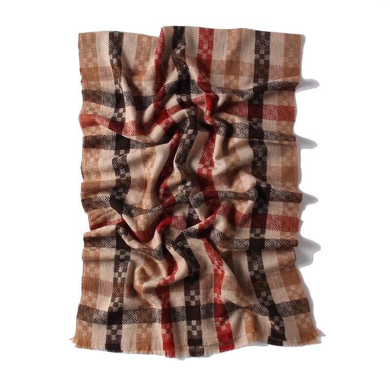G·TENNA Women's Retro Plaid Wool Scarf