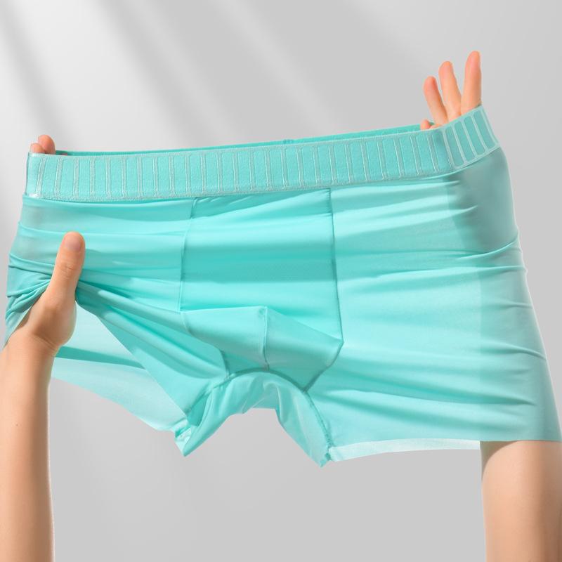Men's Summer Ice Silk Non-mark Breathable Mulberry Silk Crotch Comfortable Flat Angle Underwear
