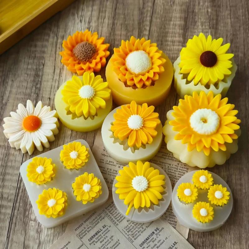 Sunflower Silicone Mold for Candle Making Ideal for Soap,Resin Clay Crafts,DIY Decor, Round Flower Design,for Home Decor Gift
