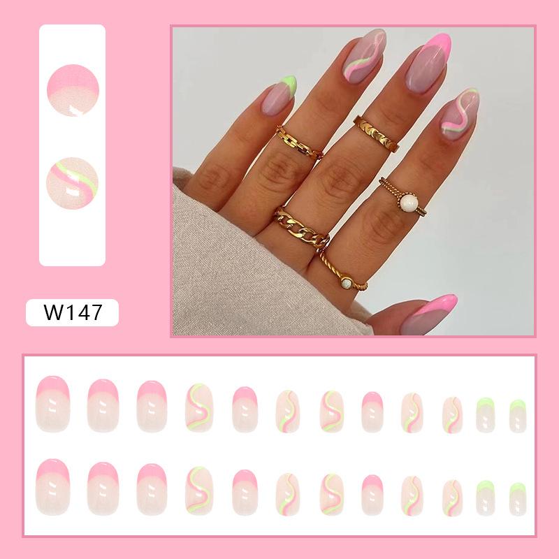 24Pcs Purple Floral Almond Ballerina Press On Nails Medium Detachable False Nail Tips With Fresh Flower Design For Manicure