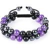 8MM Blue Tiger's Eye Black Magnet Bracelet Double Layer Handwoven Black Agate Double Row Bracelet Men's