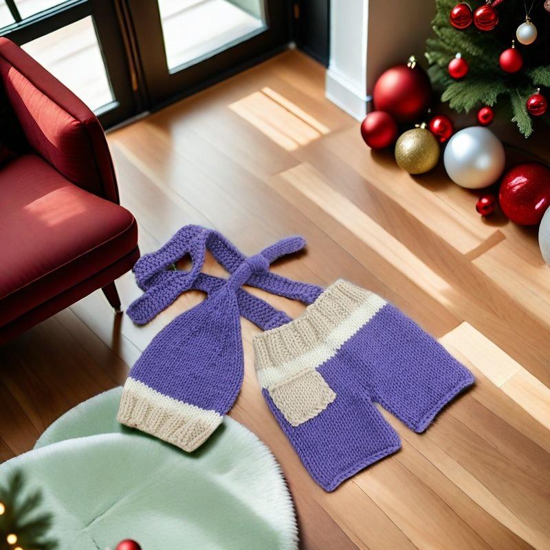 Newborn Christmas Wool Knit Costume - Cute Baby Photography Prop