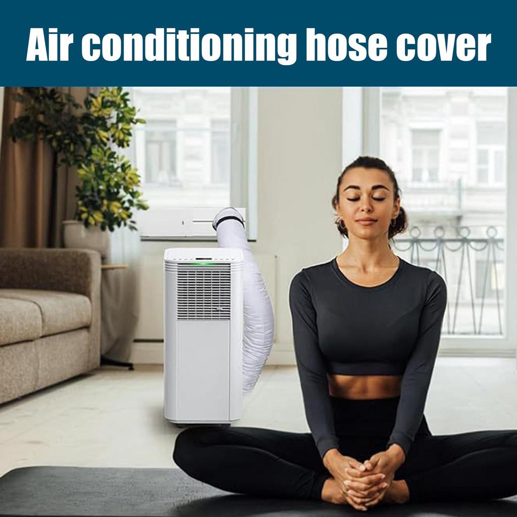 Air Conditioner Hose Cover AC Duct Insulation Wrap Portable Reusable Waterproof Sleeve with 3 Buckle Straps for Exhaust Vent