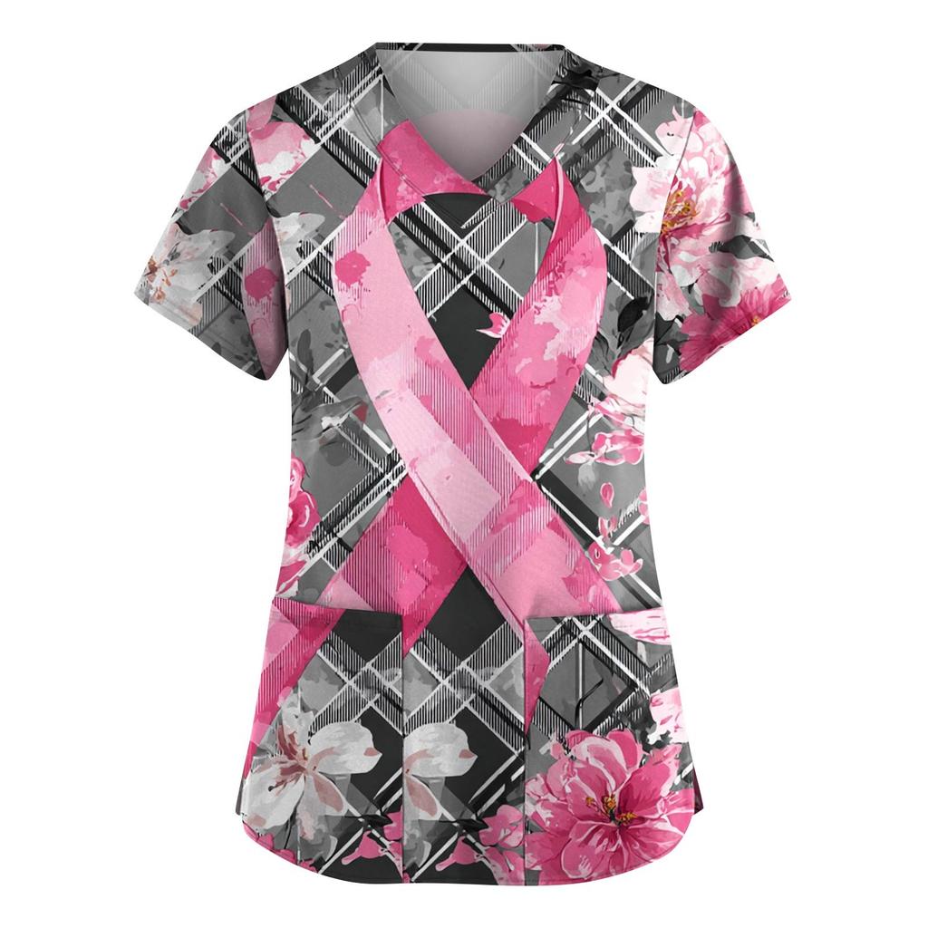 Dámská móda Overal s V výstřihem a krátkým rukávem s kapsami Potištěné topy Oblečení