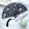Gold Fan Silver Folding Fan Chinese Style Black Fan Summer Portable Portable Classical Folding Fan Chinese Ancient Style Female Fan