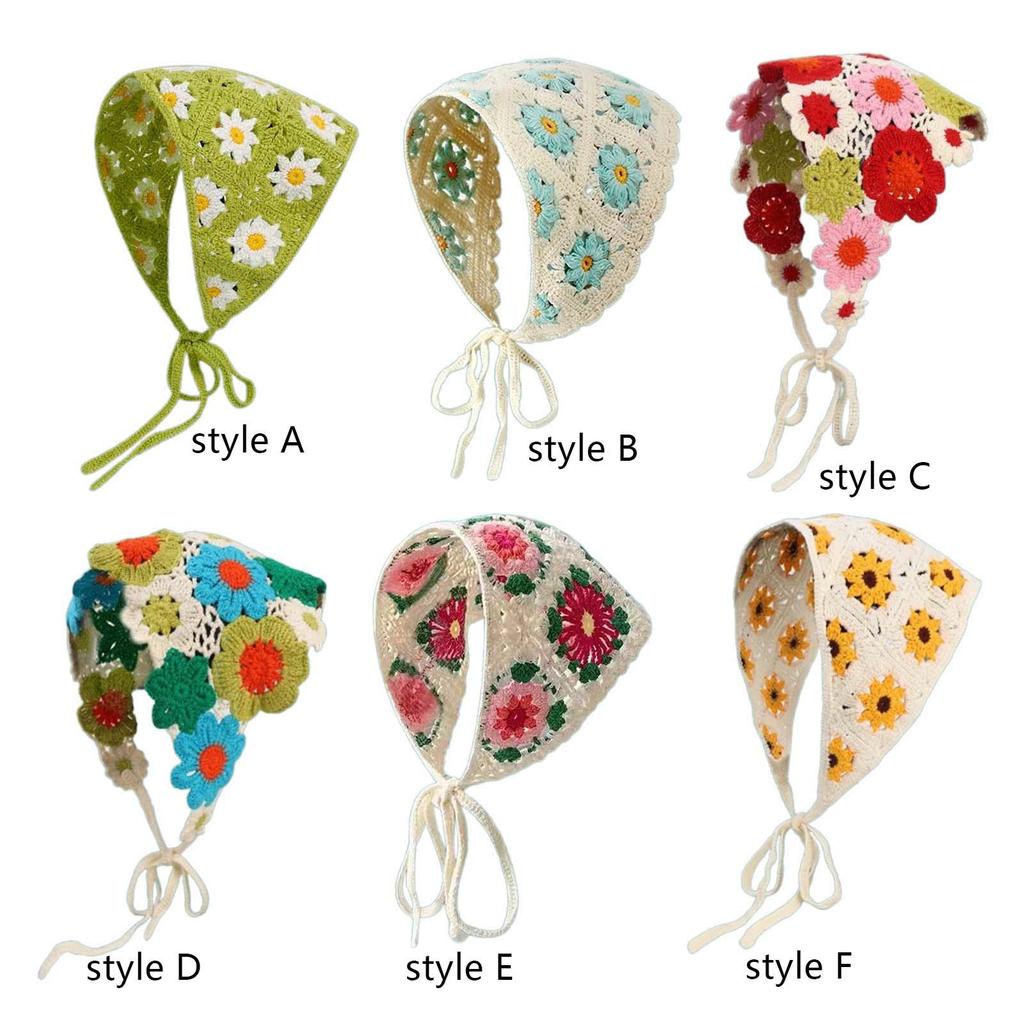Crochet Hair Bandana Headbands Hair Styling Decor Headscarf Head Kerchief
