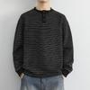 Contrast Striped Sweater Men's Clothing Pullover Round Neck Sweater Fashionable Casual Top