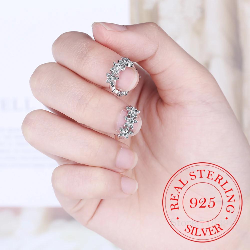 100% Real 925 Sterling Silver Lovely Stereoscopic Plum Bossom Piercing Earrings For Women Student Luxury Jewelry Aretes De Mujer