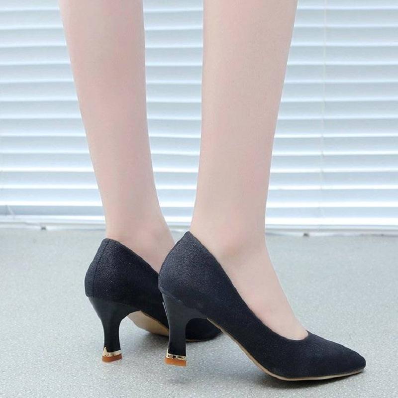  women cute sweet light weight comfort high quality slip on stiletto heel shoes lady golden party heel shoes ab681