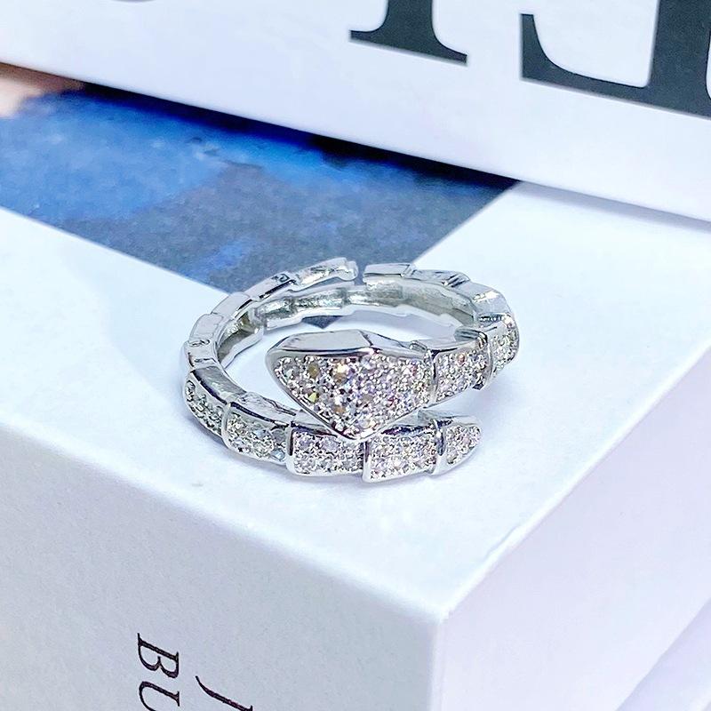 Sweet Light Luxury Zircon Super Flash Exquisite Open Ring Niche High-End Sense Stacking Wearing Colored Treasure Ring Women'S Model