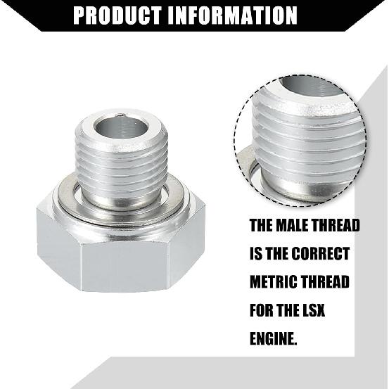 Oil Pressure Coolant Adapter Fitting Sensor Adapter for LS Series Engine/Front/Oil Pressure Sensor Adapter/Durable / 1 Set/Silver Tone