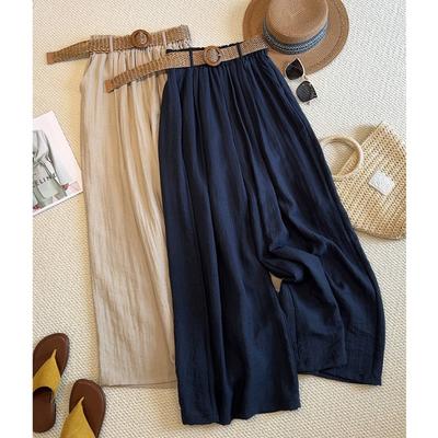 Tencel Linen Wide-leg Pants Women's Summer Thin Ice Silk Cotton and Linen Pants Elastic Loose and Thin Drape Floor Trousers Skirt