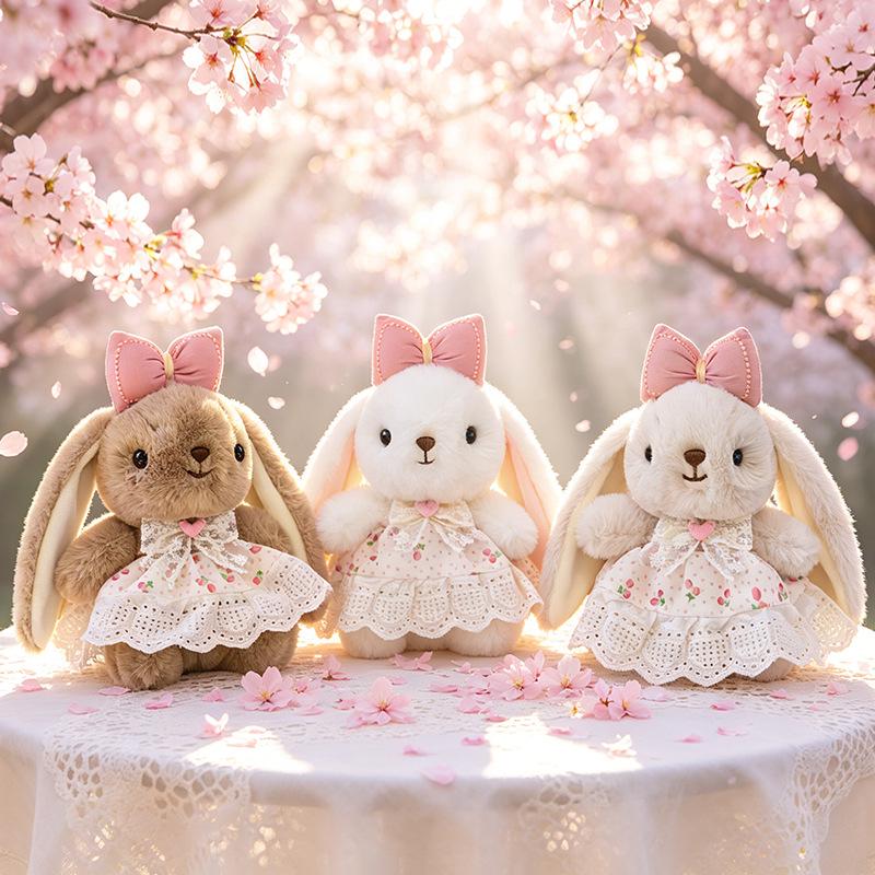 Plaid Skirt Lily Rabbit Doll: Cute Pendant Plush Toy & Girl's Bag Charm