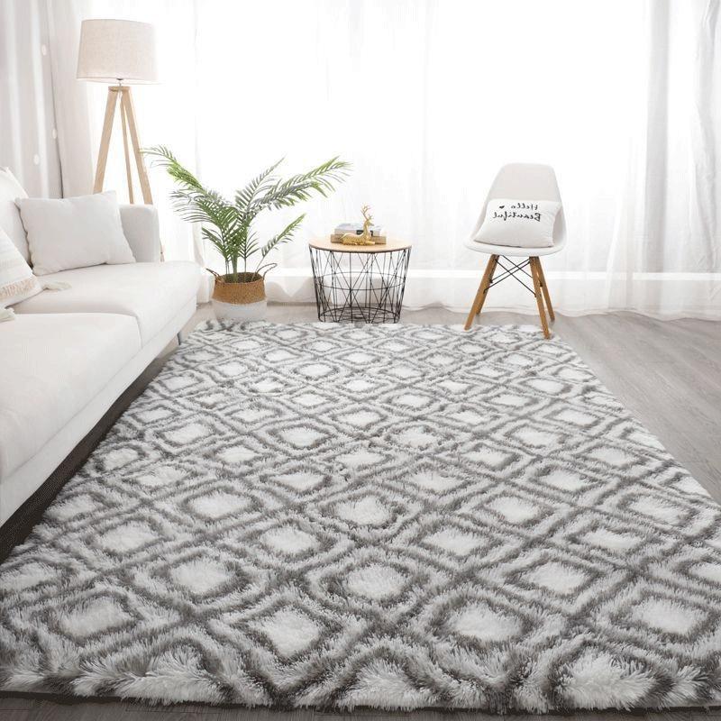 Plush Tie-dye Living Room Full Carpet Floor Mat Thickened Soft Carpet Bedroom Bedside Silk Wool Floor Mat