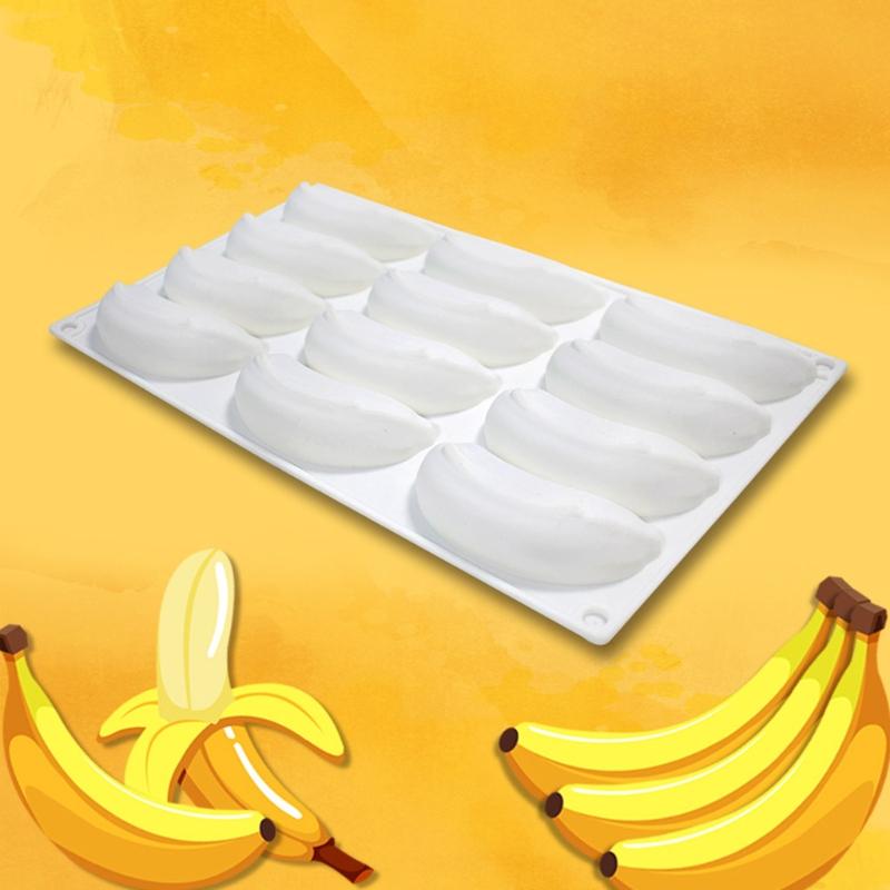 Simulation Fruit French Dessert Banana Silicone Mold 12-Chamber Baking Chocolate Mousse Cake Dessert Baking Decorative Mold