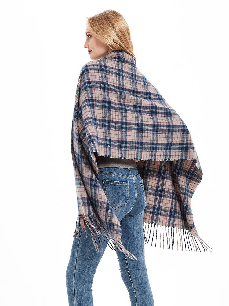 Imitation Cashmere Fashion Women Vintage Plaid Print Winter Scarf Warm Casual Knitted Wild Student Female Thick Long Wrap Shawl