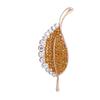 Statement Leaf Rhinestone Brooch Luxury Gold Color Plated Suit Sweater Cardigan Jacket Accessories Crystal Brooch