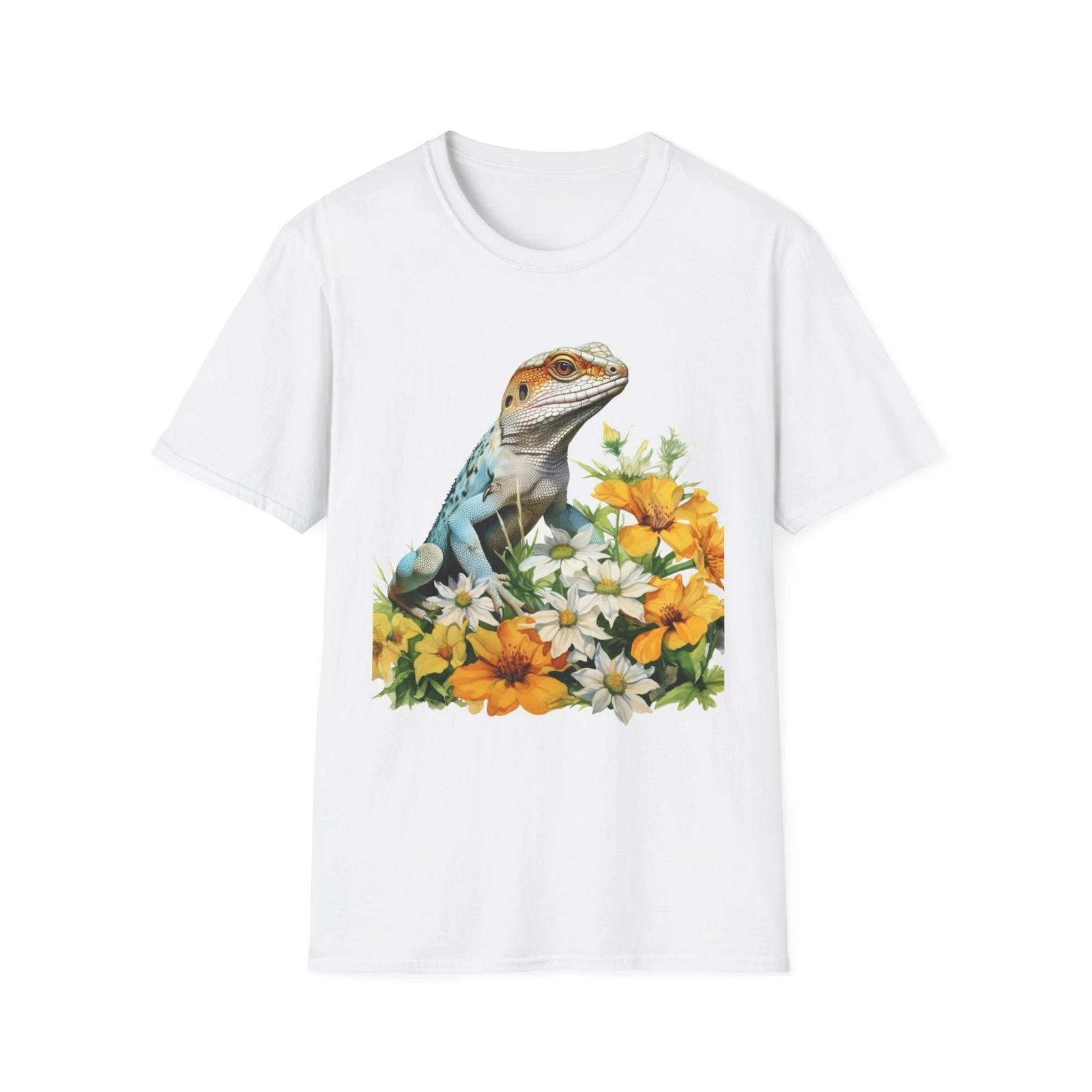 Floral Lizard T-Shirt, Nature Tee, Gift for Nature Lovers, Animal Aesthetic 4XL