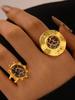 Minimalistische 18K PVD Goudkleurig Gecoate 304 Roestvrij Stalen Ringen Dikke Sieraden Hoge Kwaliteit Bedel Stijlvolle Boho Luipaard Gouden Sieraden