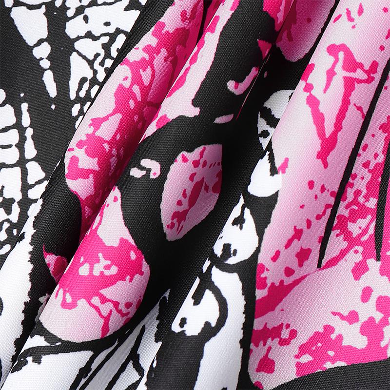 Oversized Women V Neck Short Sleeve Front Print Plus Size Dresses