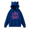 Ladies Fashion Casual Long Sleeve Printed Round Neck Hoodie Pullover Top With  Pockets