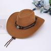 Popular Men's and Women's PU Leather Top Hat, Metal Silver Chain Buckle Star Gem Rhinestone, Houston Rodeo