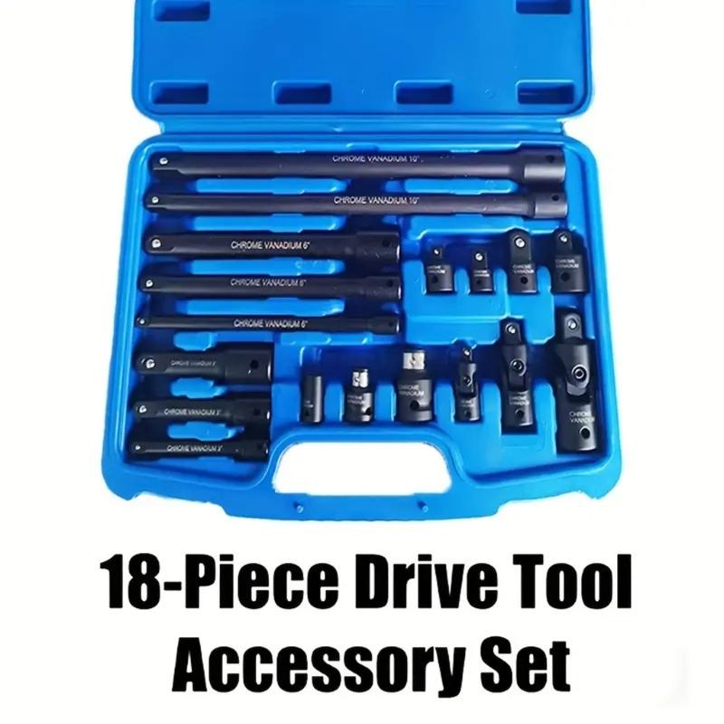18Pieces Socket Extension Set with Clear Marking Size and Adapters for Efficient Mechanical Tasks in Confined Space