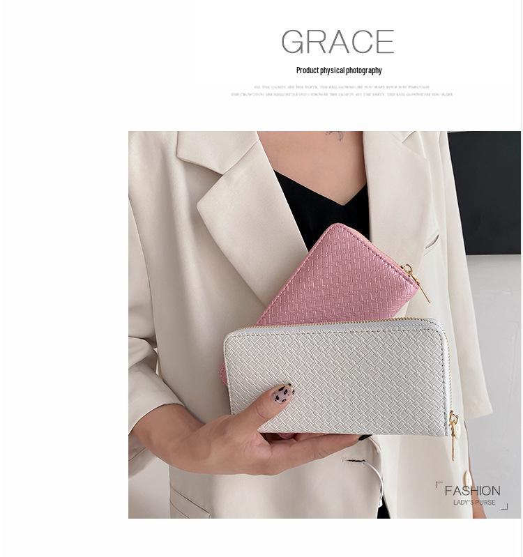 2025 Korean Style Women's Medium-Long PU Embossed Wallet with Multi-Card Slots and Coin Purse