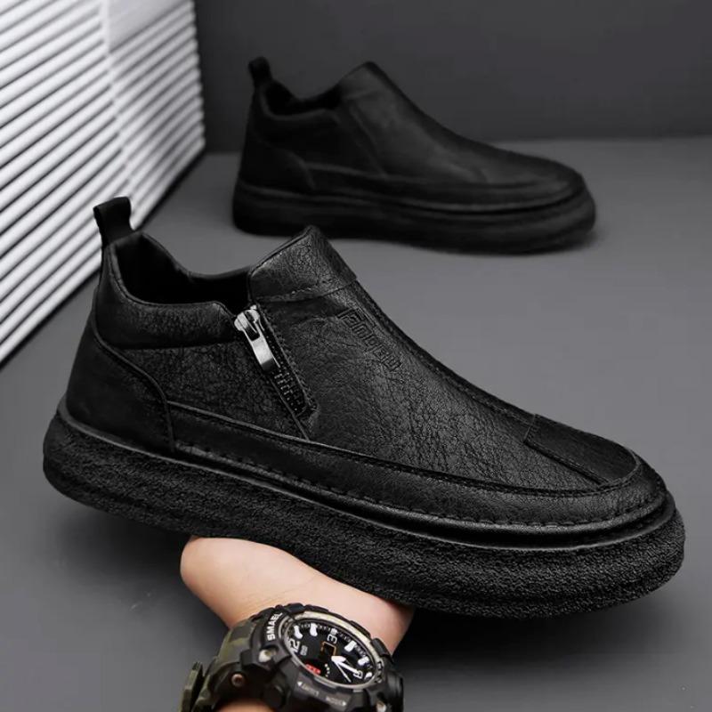 Brown Men's Leather Shoes Platform Male Casual Shoe Thick Sole Classic Original on Sale Free Delivery Shipping Fashion 2025 Pu