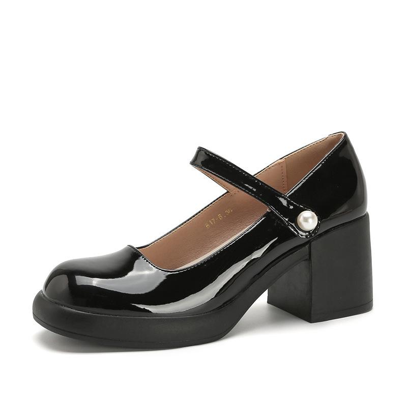 

Натуральная кожа на плоской подошве для женской обуви Huizhou, виноградная мать, такие же туфли на платформе для женщин, весенние новые маленькие кожаные туфли для женщин 39 чёрный