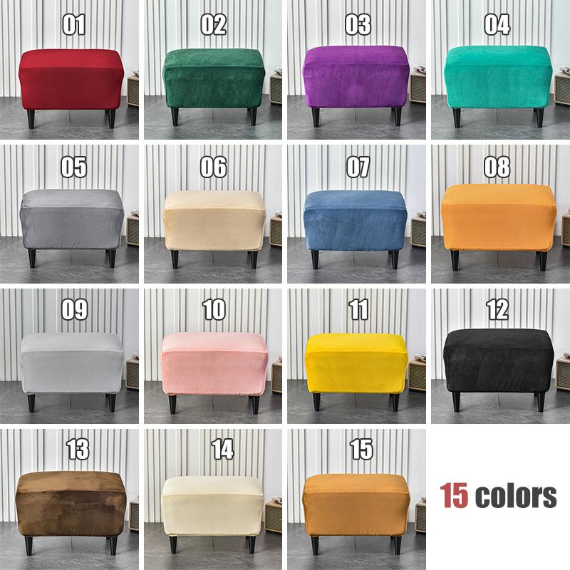 American Style Footstool Cover Rectangle Elastic Ottoman Cover High Quality Velvet Furniture Protector Footrest Slipcover