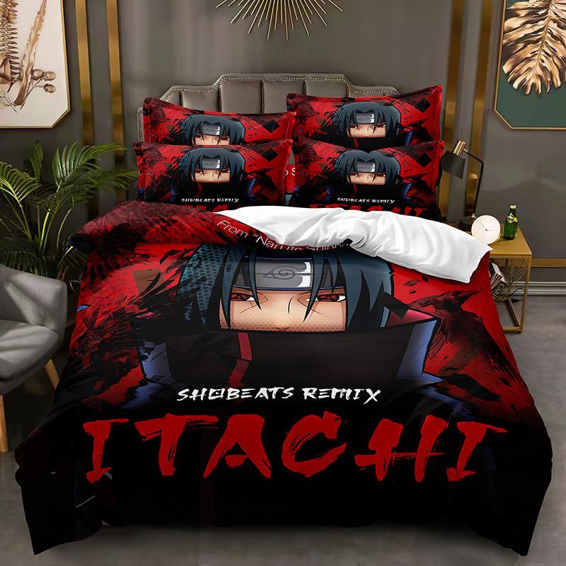 Naruto Bedding Suit Quilt Cover 3D Printed Bedroom Bed Cover Bedclothes 2/3pcs Anime Cartoon Room Decoration Xmas Gift