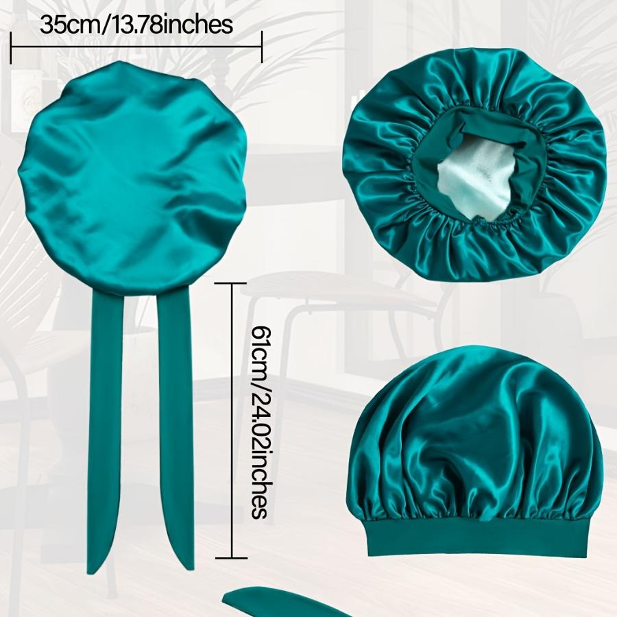 Neue Schlafmütze aus Satin für Damen mit dehnbarem Bindeband, elastische Nachtduschhaube, verstellbare Haarkopfbedeckung, Motorhaube, Turban