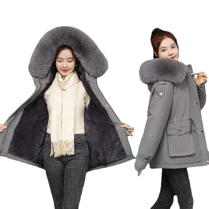 Fleece Thickened Women's Clothing Pie Overcomes the Coat Winter New Big Fur Collar Down Cotton-padded Clothes Women's Coat