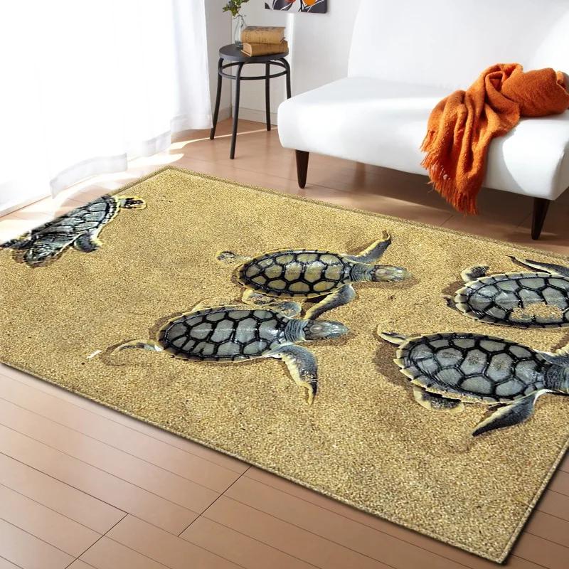 Sea Turtle 3D Print Large Carpet Marine Animal Series Area Rugs Living Room Non-slip Mat Home Decorative Kids Play Bedroom Rug