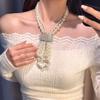 Retro court double-layer stacked necklace women's fashion temperament exquisite collarbone chain light luxury bridal dress banquet accessories