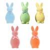 Mini Rabbit Sculpture Flocked Foam Crafts Bunny Collectible for Living Room Easter Table Centerpiece Decor