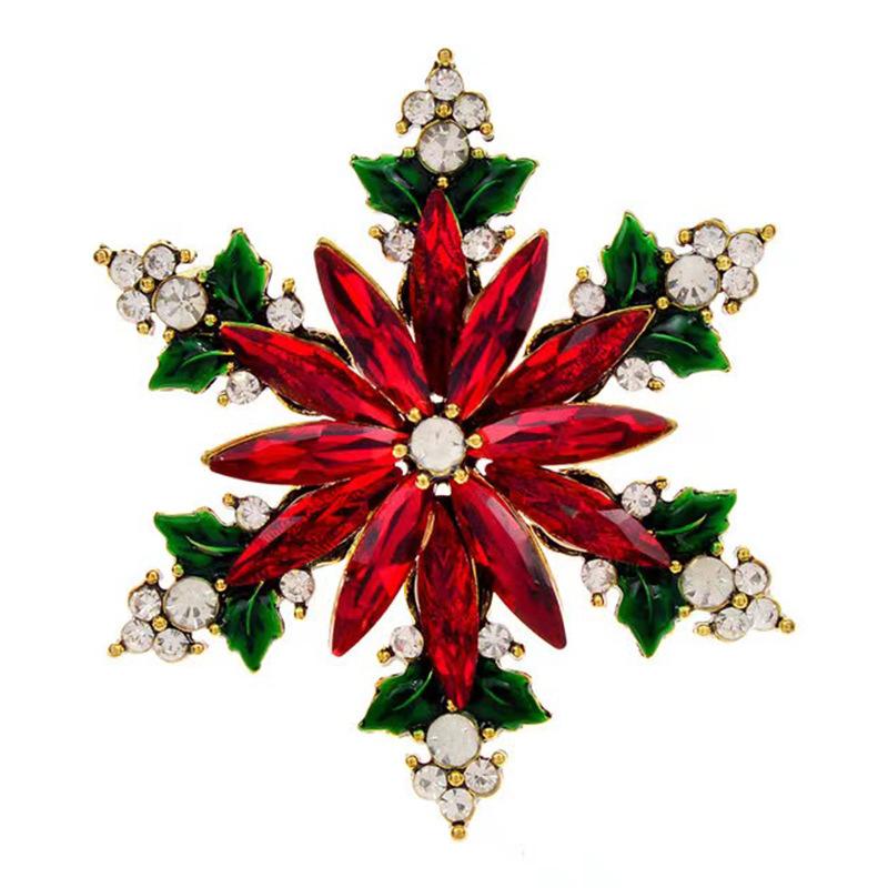 

Hot Sale Classic Women Girls Christmas Snowflakes Rhinestone Badges Pins Crystal Elegant Party Accessories New Year Gift