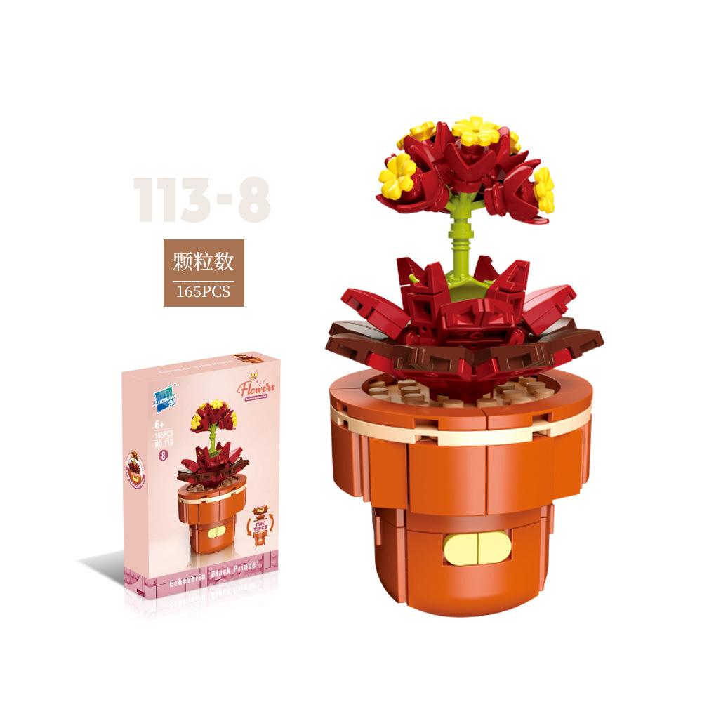 Flower Potted Plant Succulents Building Blocks Ornaments Models Home Decoration Flower Bouquet MOC Bricks Assembly Toy Kids Gift