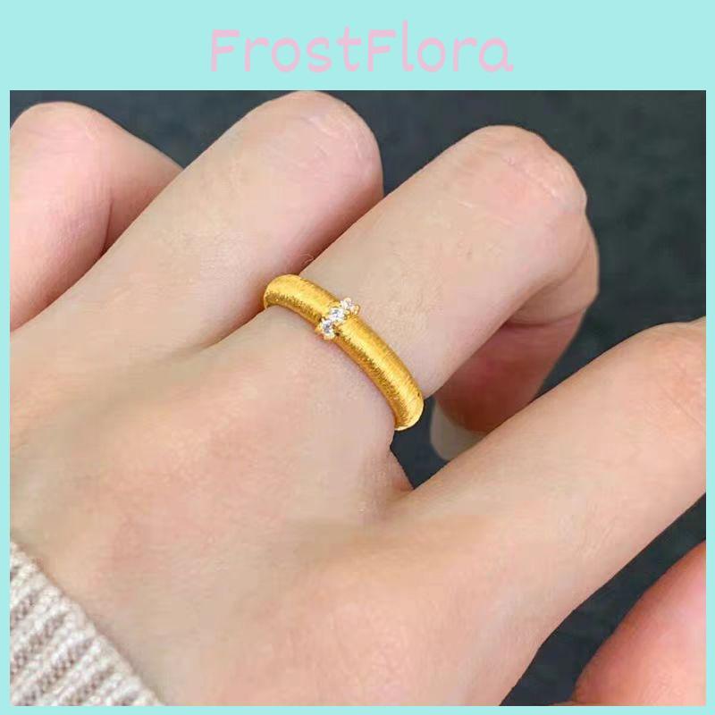 Elegant Gold Color Satin Finish Adjustable Open Ring With Geometric Design For Couples